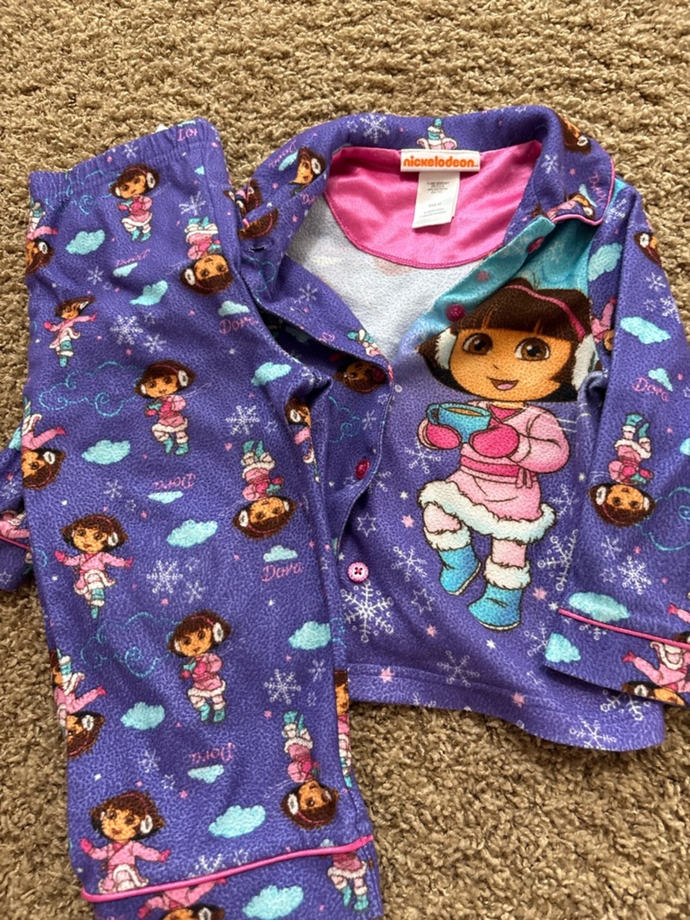 Nickelodeon Dora Purple and Pink Fleece Pajama Set